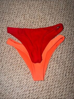 Bright Red and Neon Orange Bikini SHEIN Bottoms